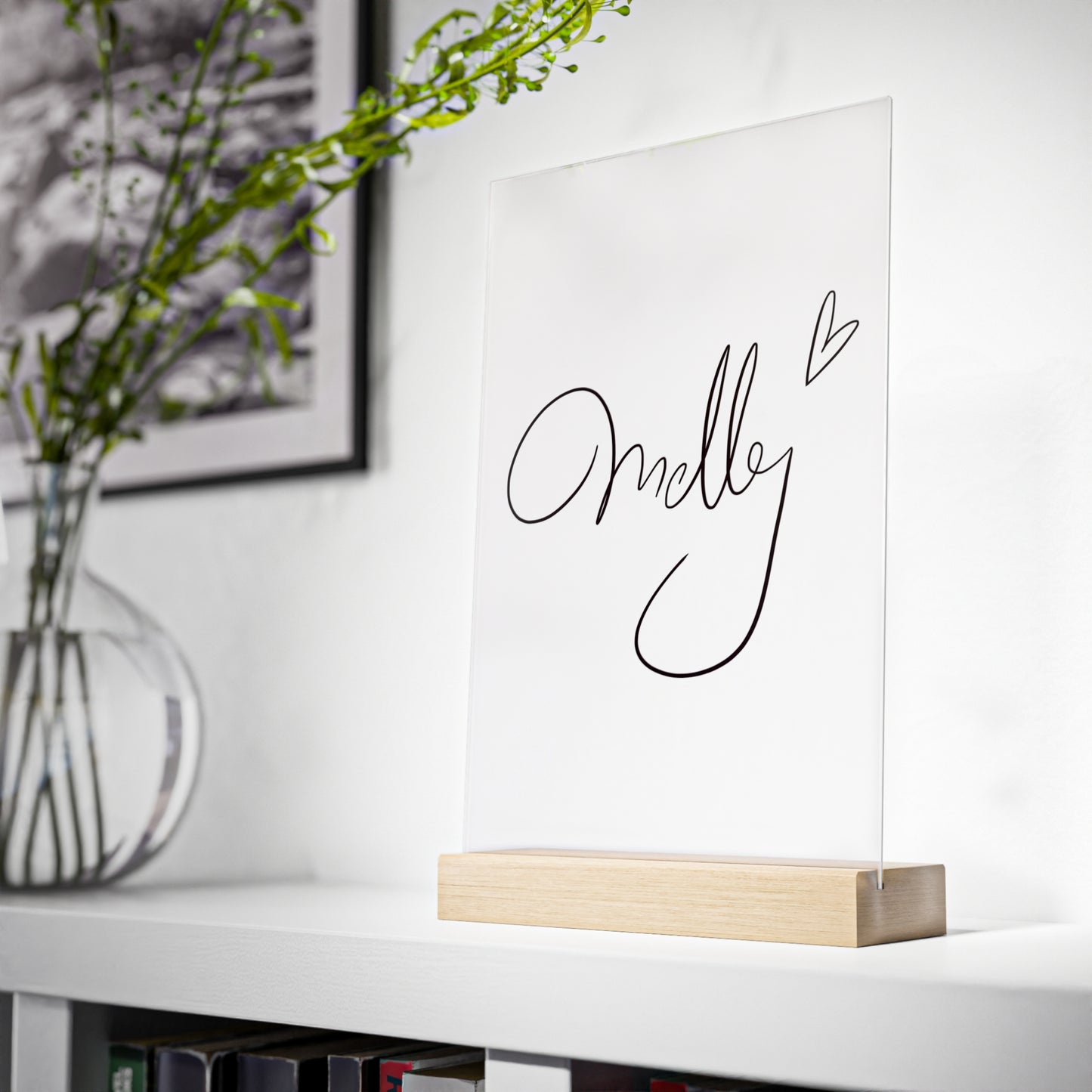 "Melly" Signatur | Aufsteller schwarz
