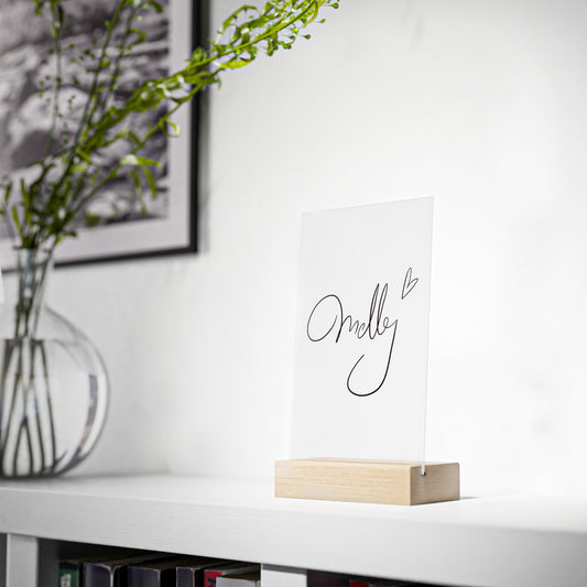 "Melly" Signatur | Aufsteller schwarz